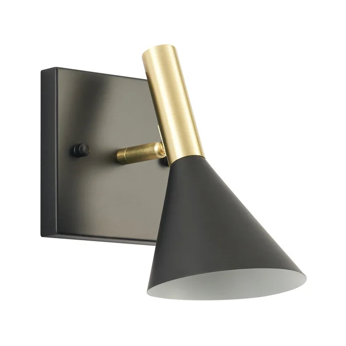 Bernadetta 1 - Light Dimmable Black/Gold Armed Sconce