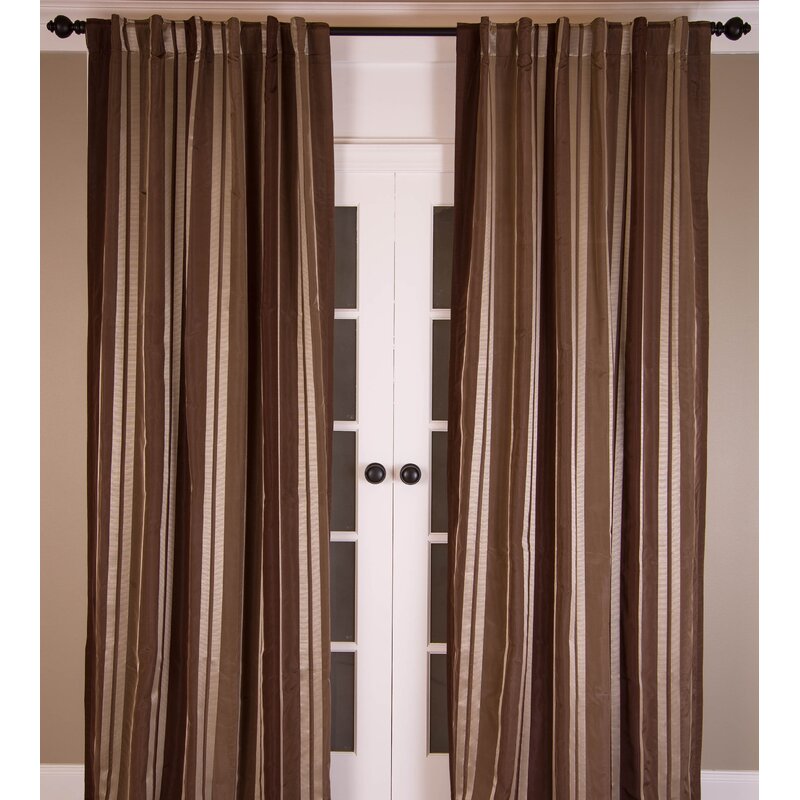 Bernadette Striped Semi-Sheer Rod Pocket Single Curtain Panel (Set of 2) B12-KS130