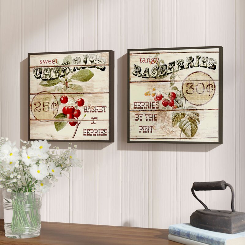 Berries 2 Piece Framed Vintage Advertisement Set 7458