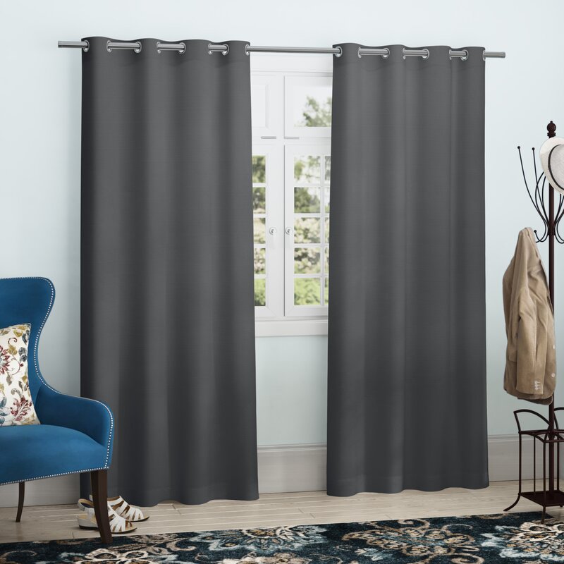 Bertrand Solid Semi-Sheer Grommet Curtain Panels (Set of 2) HAS100