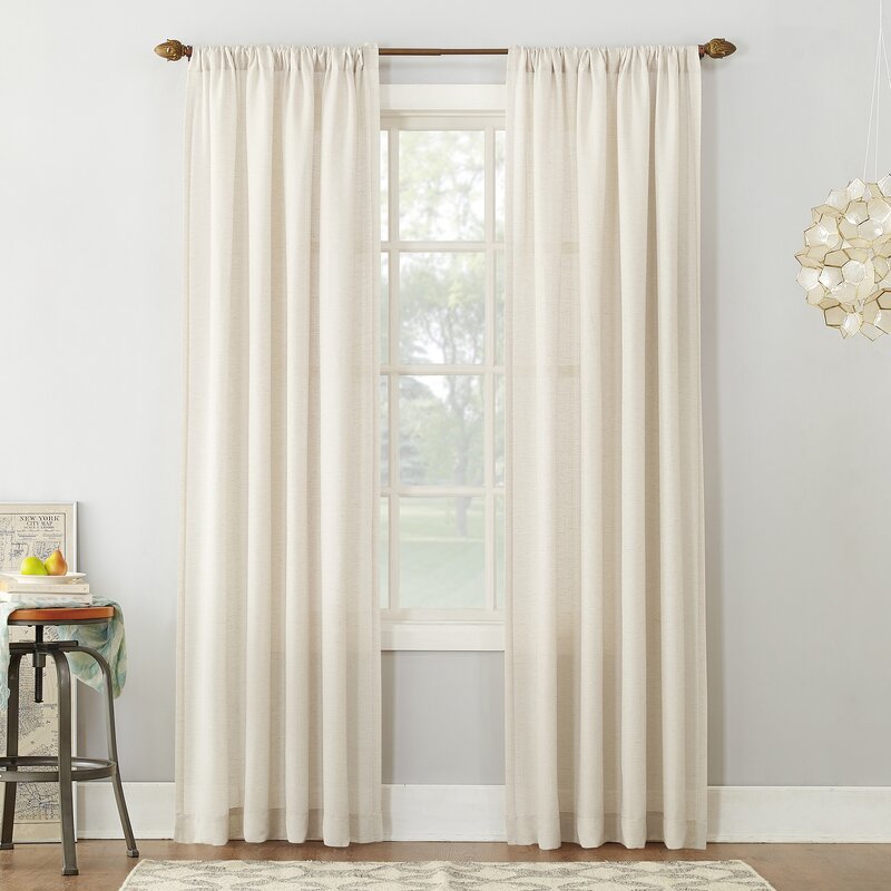 Berwick Linen Blend Solid Semi-Sheer Rod Pocket Single Curtain Panel (Set of 2) AT139