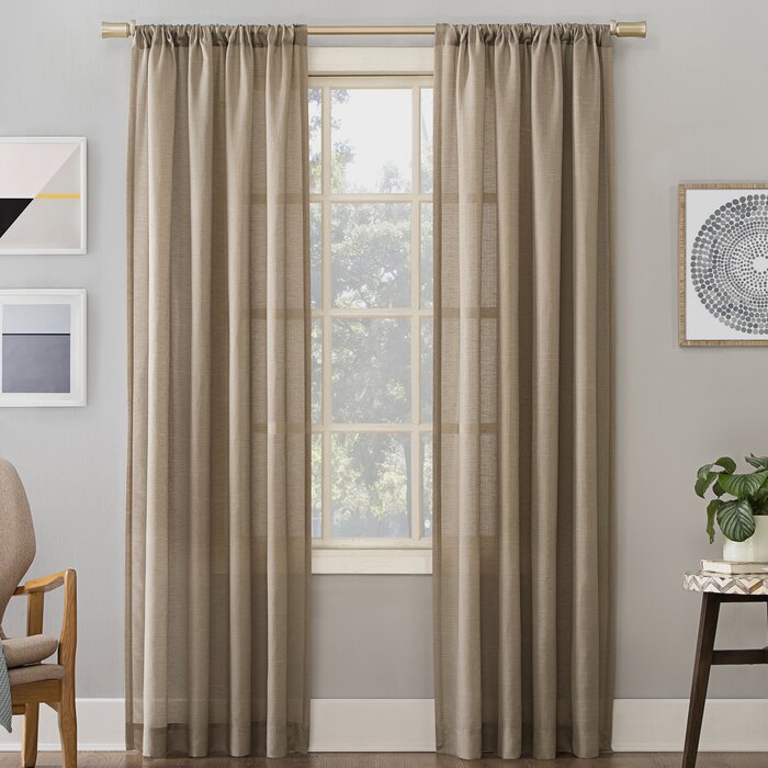 Berwick Linen Blend Textured Semi-Sheer Rod Pocket Curtain Panel, 54" W x 95" L, (Set of 2)