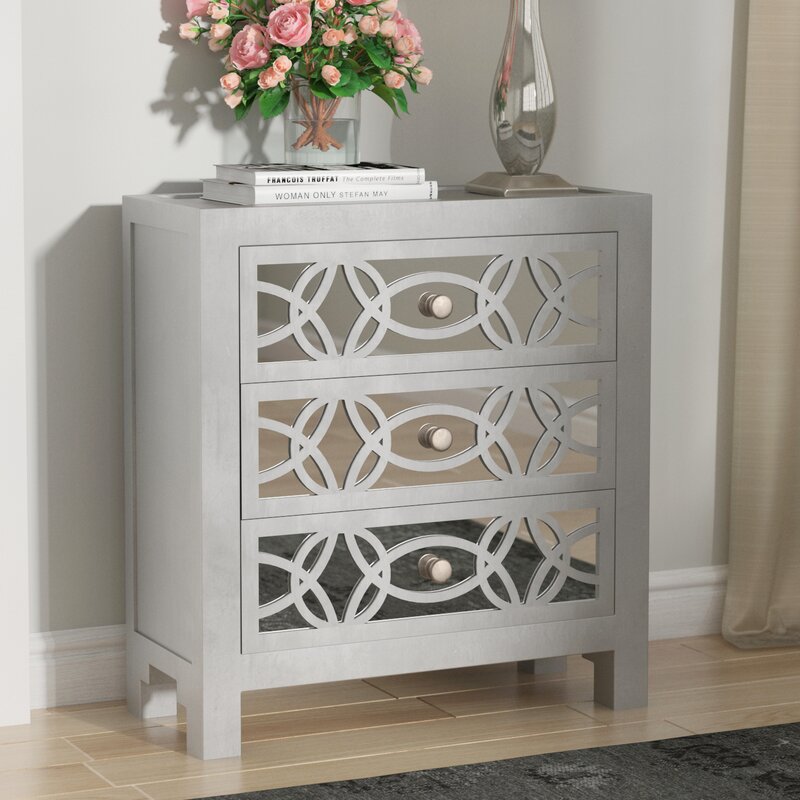 Bester 3 - Drawer Mirrored Accent Chest KB1320-A2-B1-P1