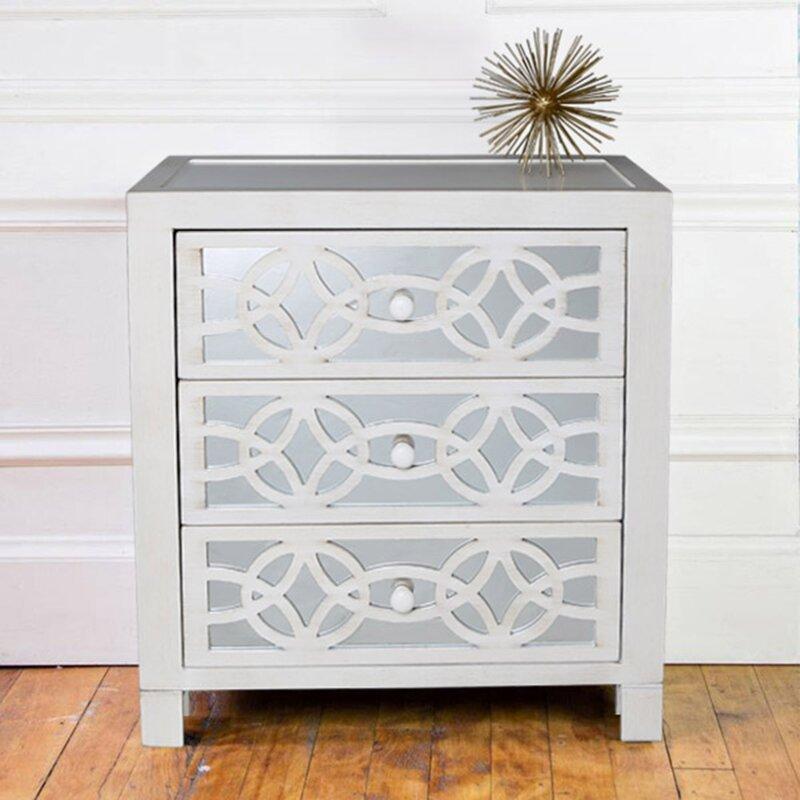 (AS IS) Bester 3 - Drawer Mirrored Accent Chest VB447-A
