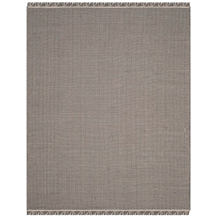 Bester Geometric Handmade Flatweave Cotton Area Rug in Ivory/Black, Rectangle 5' x 8'