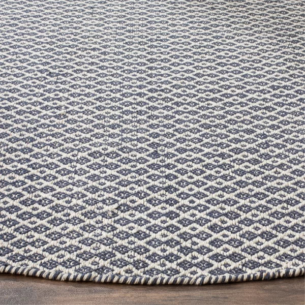 Bester Geometric Handmade Flatweave Cotton Area Rug in Ivory / Navy 2'3"X18'