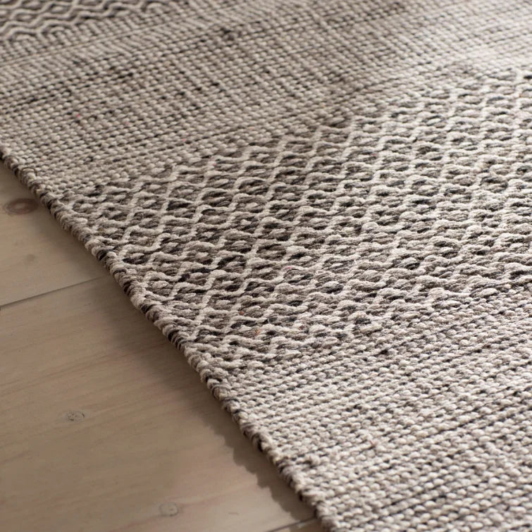 Bester Striped Handmade Flatweave Cotton Area Rug in Ivory/Anthracite, Runner 2'3" x 12'