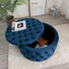Beulah 30'' Wide Velvet Tufted Round Storage Ottoman with Storage