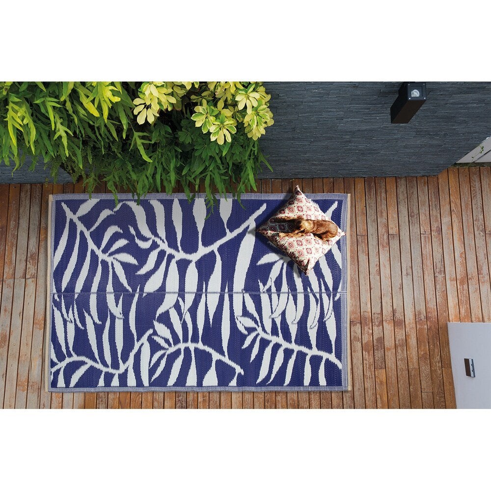Beverly Rug Tropical Blue Reversible Outdoor Area Rug - 8" x 10"