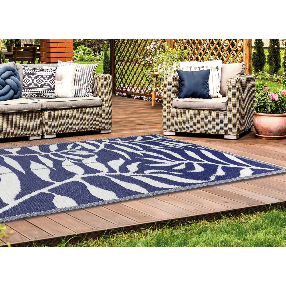 Beverly Rug Tropical Blue Reversible Outdoor Area Rug - 8" x 10"
