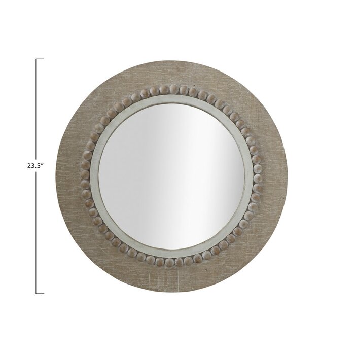 Bevier Round Decorative Wood Wall Accent Mirror, Brown (#K5790)