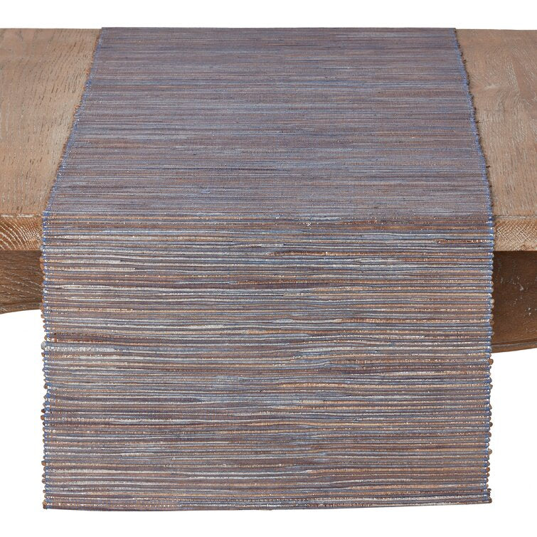 90" x 14" Blue-Gray Bevis Shimmering Woven Nubby Natural Table Runner