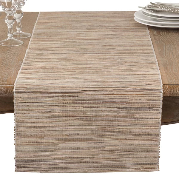 54" x 14" Bevis Shimmering Woven Nubby Natural Table Runner