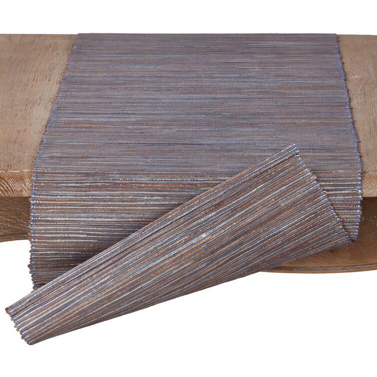 90" x 14" Blue-Gray Bevis Shimmering Woven Nubby Natural Table Runner
