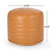 Bexley 16'' Wide Faux Leather Round Pouf Ottoman
