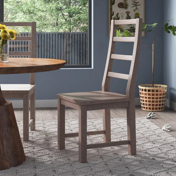 Bexley Solid Wood Ladder Back Side Chair in Weathered Gray (Set of 2)