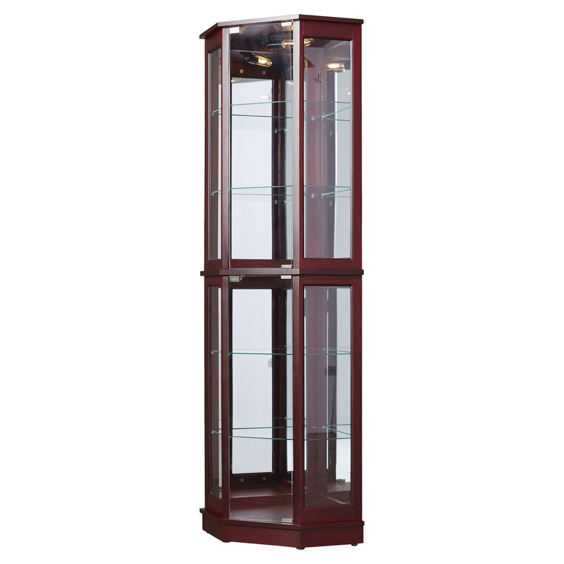 Biali Lighted Corner Curio Cabinet 7146