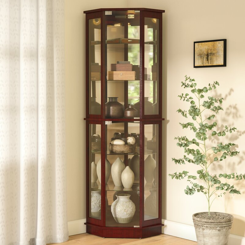 Biali Lighted Corner Curio Cabinet 7146