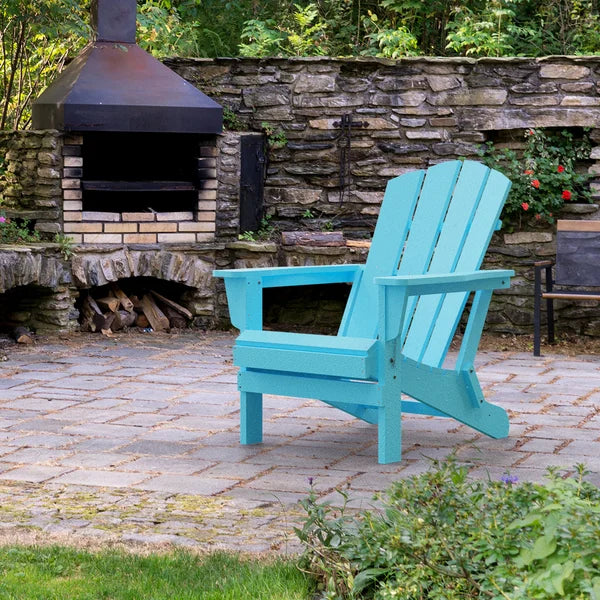 Blue Bickham Plastic Folding Adirondack Chair
