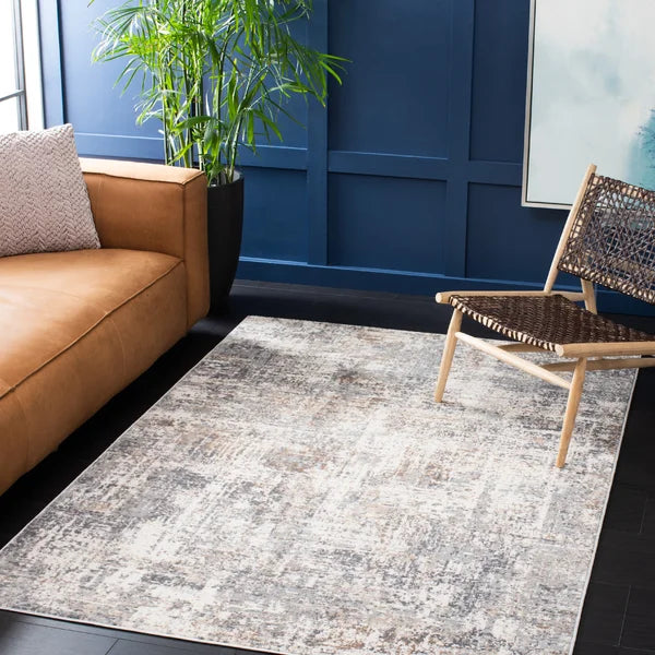 Bien-Zachary Abstract Area Rug in Ivory/Gray rectangle 4'x6'