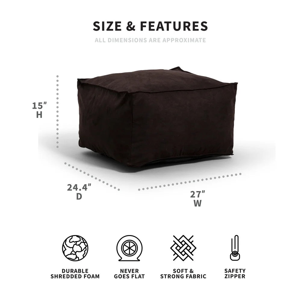 Big Joe Imperial Ottoman Bean Bag Pouf - Black Plush