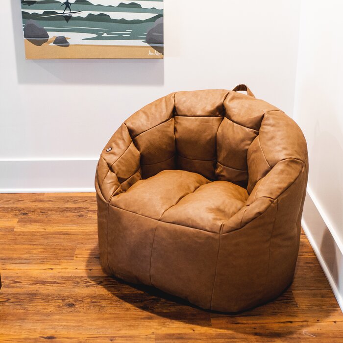 Big Joe Milano Faux Leather Bean Bag Chair with Massage Function