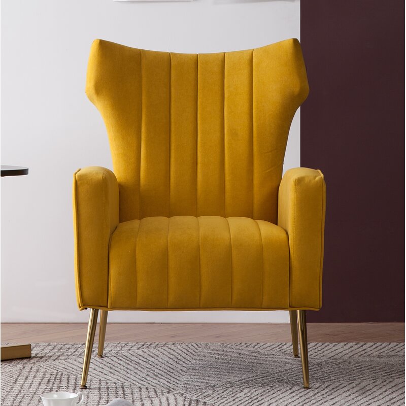 Biggins 27.5'' Wide Velvet Wingback Chair VB493