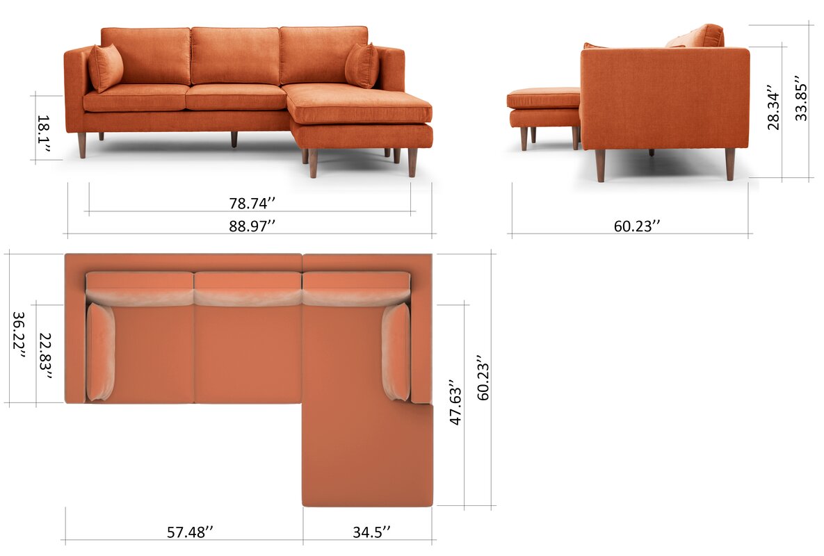 Bigler 89" Reversible Sectional, Danny Rust
