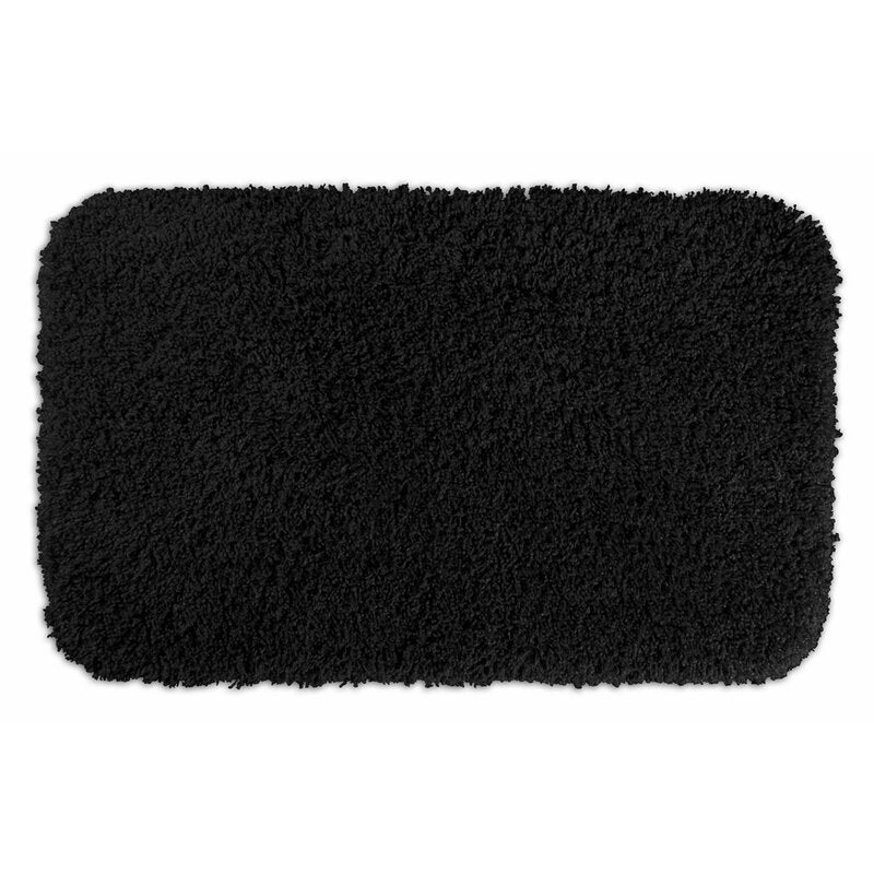 24" x 40" Black Billie-Mae Rectangle Nylon Non-Slip Bath Rug CYB470
