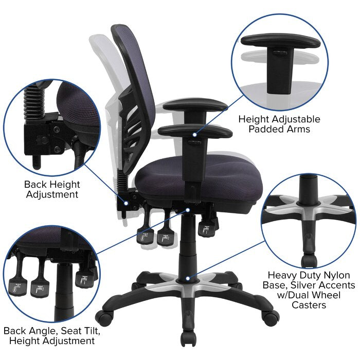 Bilups Ergonomic Mesh Task Chair, Dark Gray/Black (#K6304)