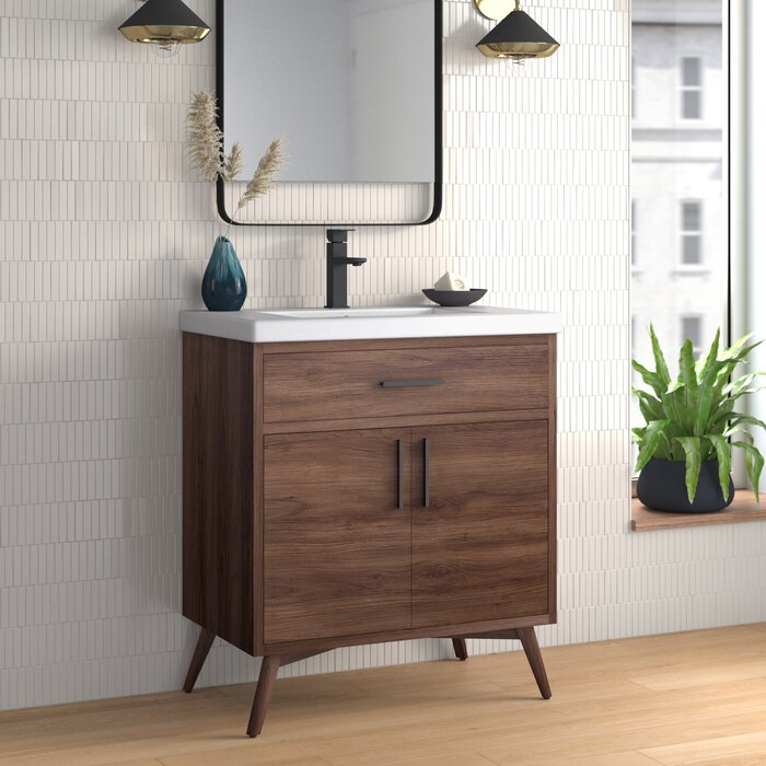 Binford Free-standing Single Bathroom Vanity with Ceramic Vanity Top