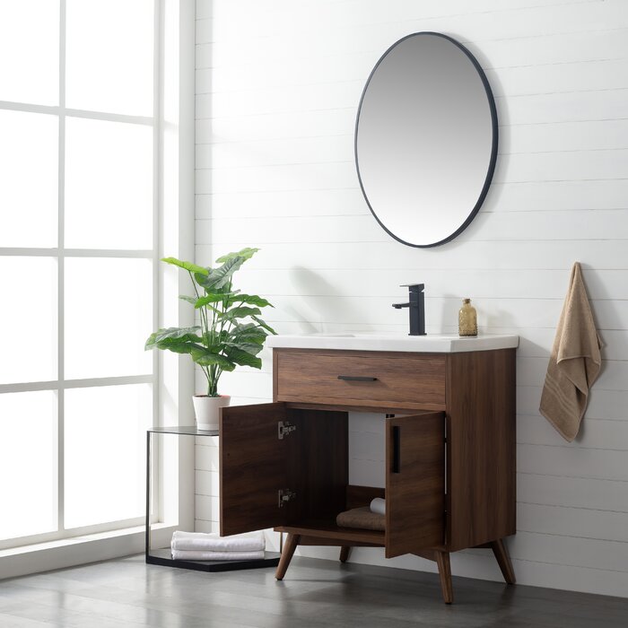 Binford Free-standing Single Bathroom Vanity with Ceramic Vanity Top