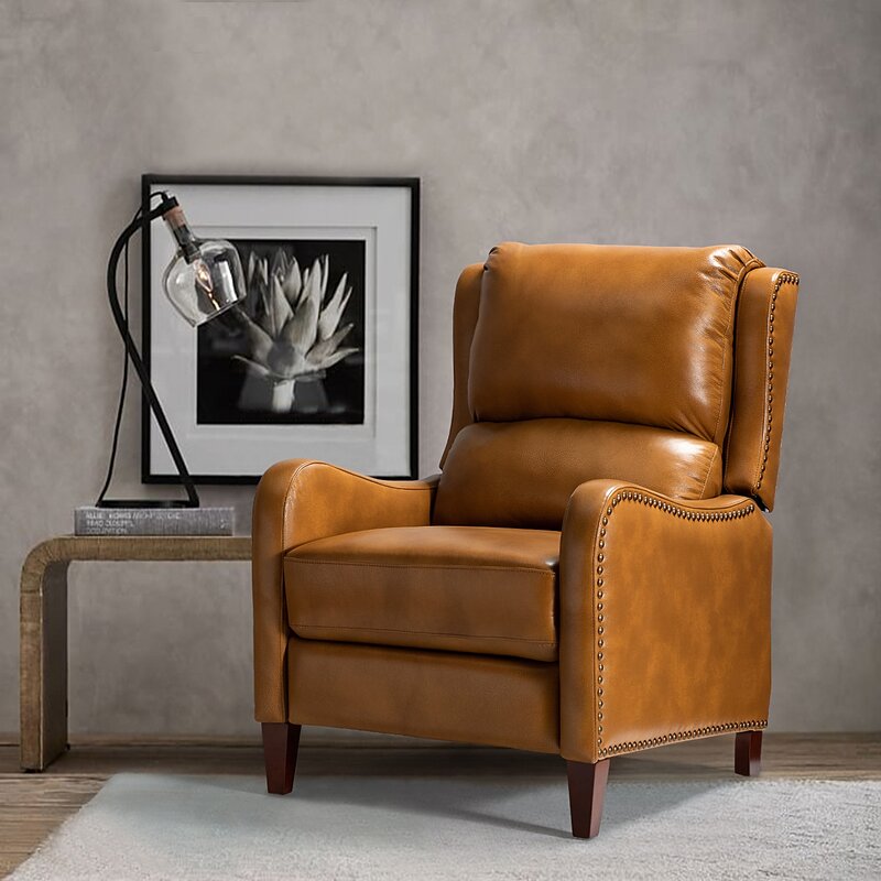 Bipasha 28.75'' Wide Genuine Leather Manual Club Recliner KB829