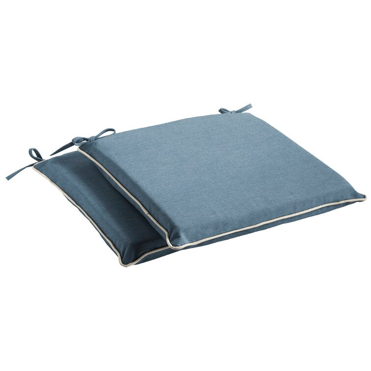 2" H x 19" W x 19" D Blue/Natural Outdoor Sunbrella Seat Cushion (Set of 2)