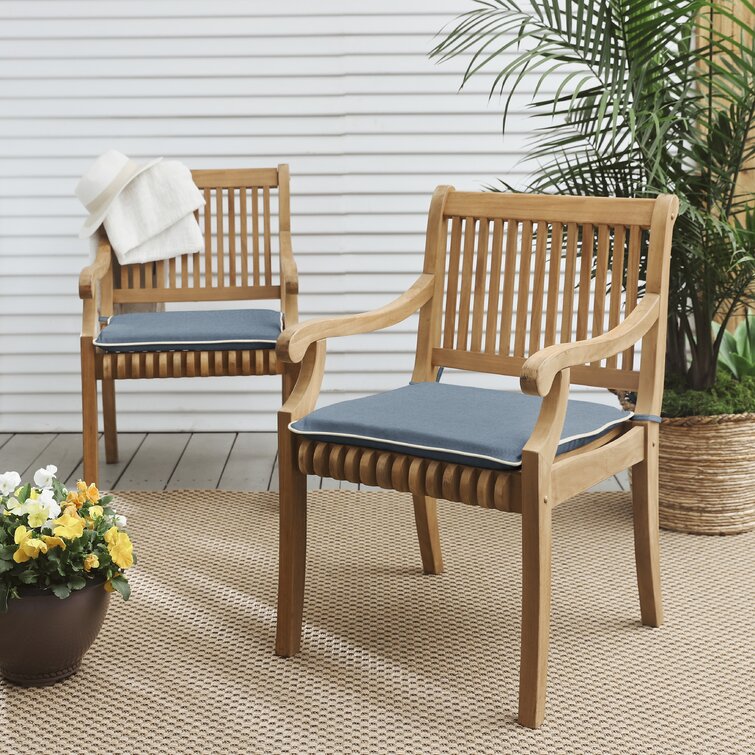 2" H x 19" W x 19" D Blue/Natural Outdoor Sunbrella Seat Cushion (Set of 2)