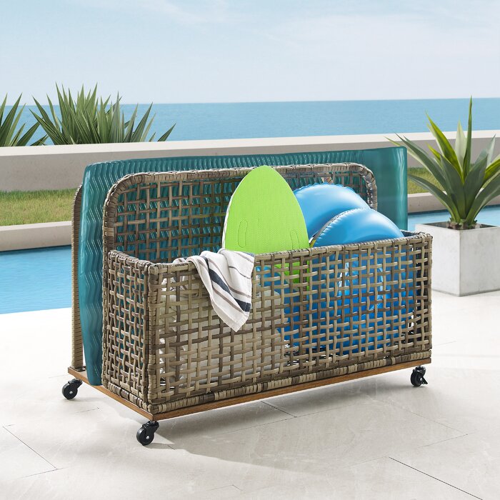 Birch Lane™ Franklyn 30 Gallons Gallon Water Resistant Metal Towel Valet with Wheels in Distressed Gray/Brown