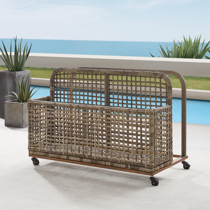 Birch Lane™ Franklyn 30 Gallons Gallon Water Resistant Metal Towel Valet with Wheels in Distressed Gray/Brown