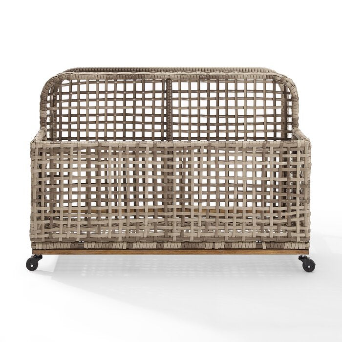 Birch Lane™ Franklyn 30 Gallons Gallon Water Resistant Metal Towel Valet with Wheels in Distressed Gray/Brown
