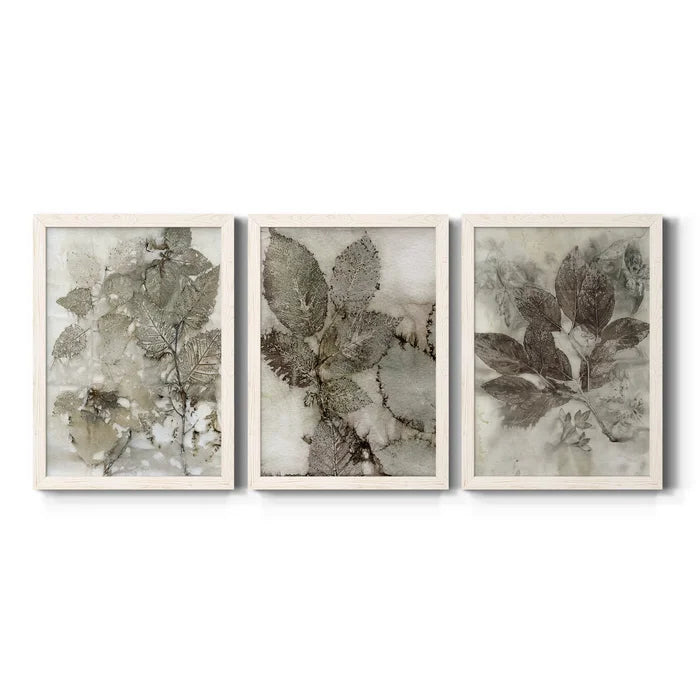 20" H x 51" W x 1.5" D Birch Leaves I - 3 Piece Picture Frame Painting on Canvas (Set of 3)