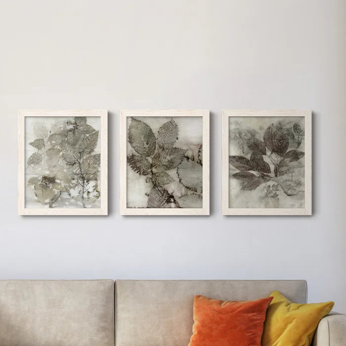 20" H x 51" W x 1.5" D Birch Leaves I - 3 Piece Picture Frame Painting on Canvas (Set of 3)