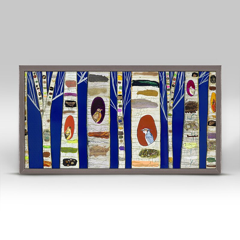 Birch Tree With Wild Birds by Eli Halpin - Picture Frame Print on Canvas HAS170