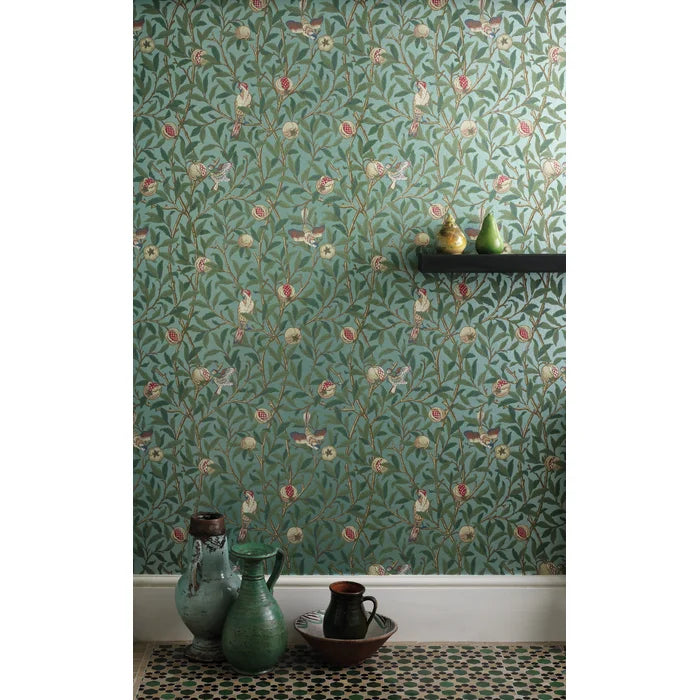 Bird Pomegranate Floral Roll Wallpaper, 33ft x 20.5in