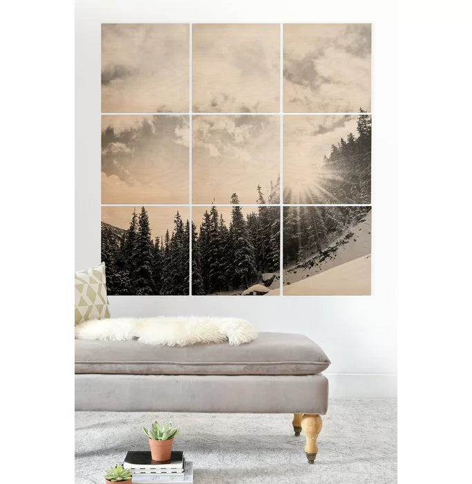 48" H x 48" W x 0.5" D Bird Wanna Whistle White Mountain - 9 Piece Unframed Photograph on Wood