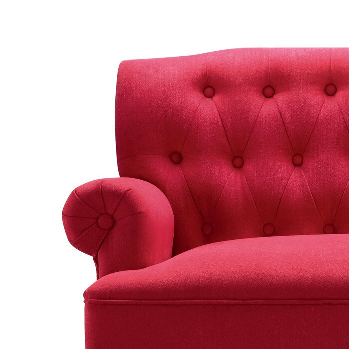 Bjorn Fabric 59" Rolled Arm Settee, Red
