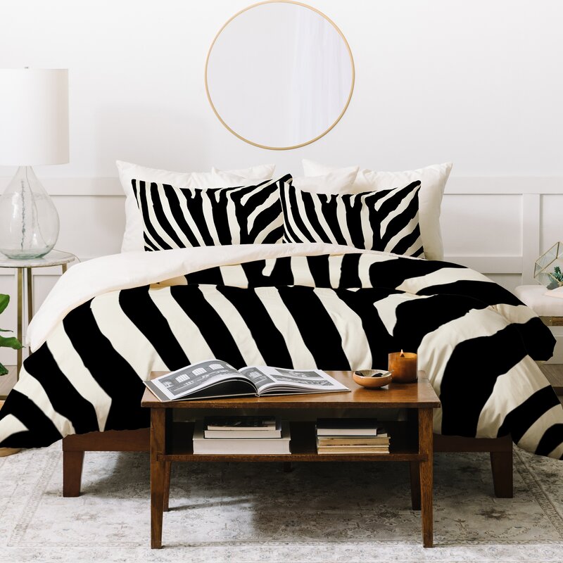 Black And White Microfiber Glam Duvet Cover Set B66-VS151
