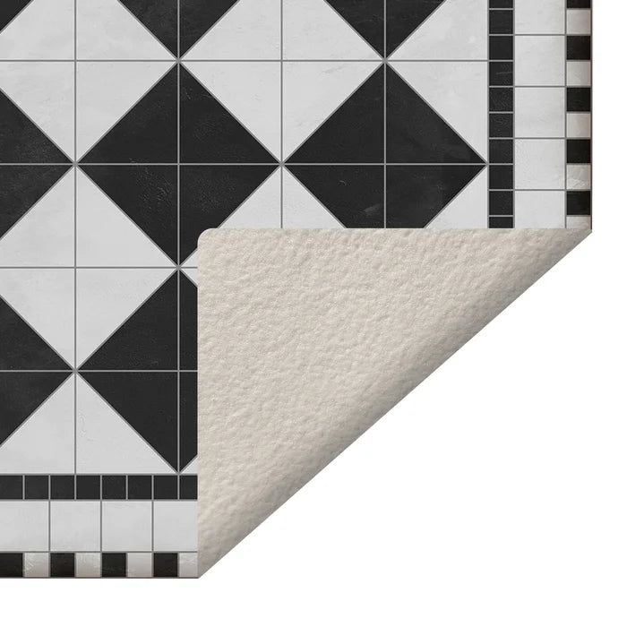 Black And White Mosaic Title Pattern Decorative Floor Mat, Rectangle 2' x 3'