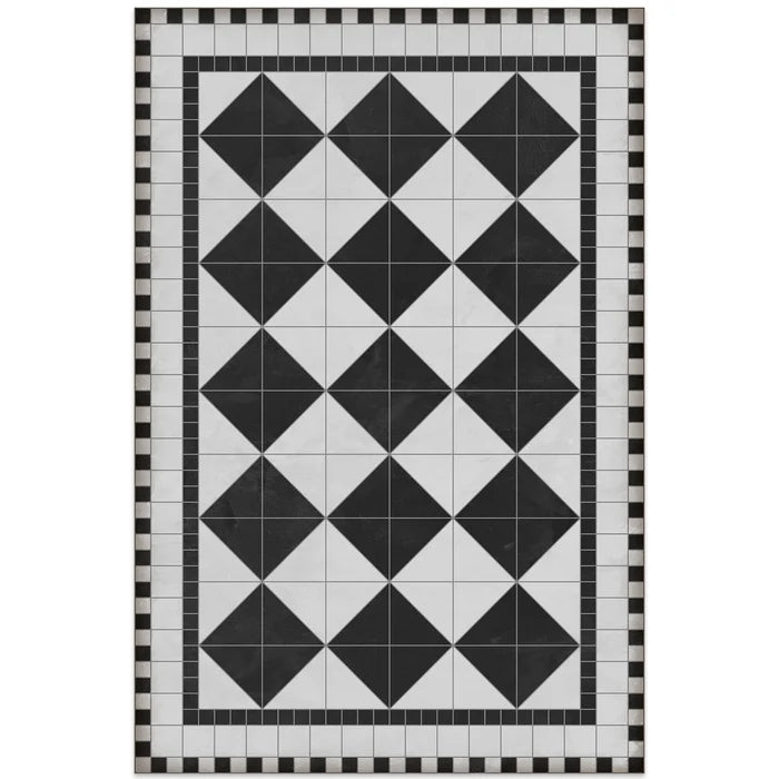 Black And White Mosaic Title Pattern Decorative Floor Mat, Rectangle 2' x 3'
