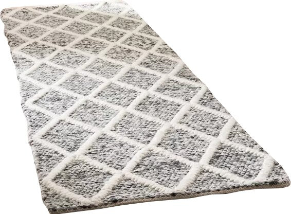 Beeson Geometric Handmade Flatweave Ivory/Black 2’3” x 8’ Runner Rug KRUG098