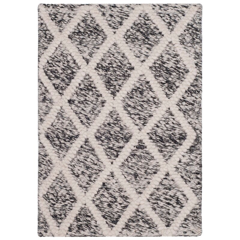 Beeson Geometric Handmade Flatweave Ivory/Black 2’3” x 8’ Runner Rug KRUG098