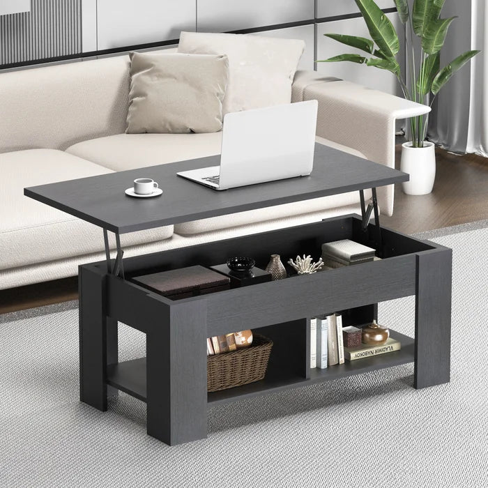Black Lift Top Extendable Coffee Table With Storage